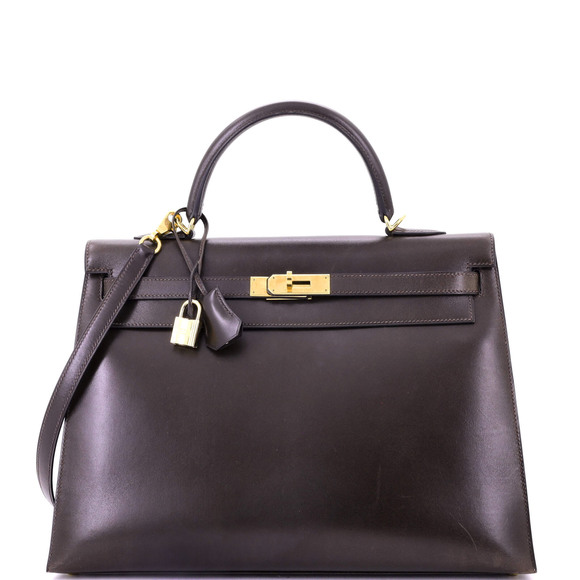 Hermes Kelly 35 Brown Box Calf with Gold Hardware - Picture 1 of 8